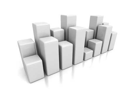 white financial bar chart graph. business 3d render illustration