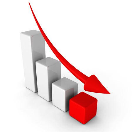 business decline chart graph with falling arrow. 3d render illustration