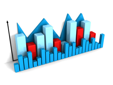 business financial bar chart graph on white background. 3d render illustration