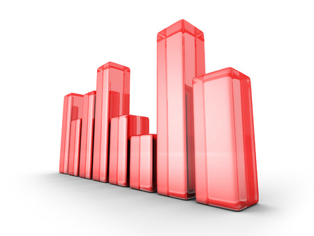 red shiny glass business chart graph on white. 3d render illustrationの写真素材
