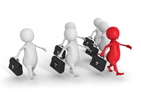 white 3d people team group with red forward leader. business success concept 3d render illustrationの写真素材