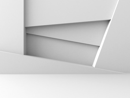Abstract Architecture Design White Geometric Futuristic Background. 3d Render Illustrationの写真素材