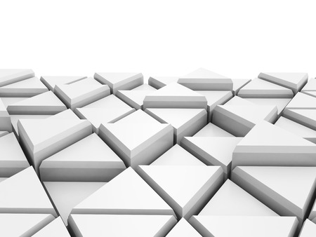 Abstract White Triangle Blocks Background. 3d Render Illustration