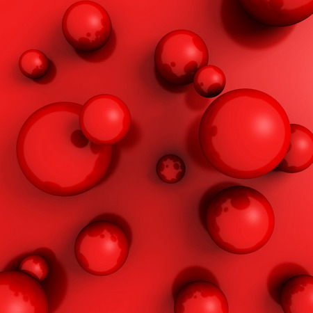 Abstract Red Shiny Spheres Background. 3d Render Illustrationの写真素材