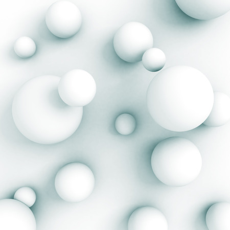 Abstract Spheres Soft White Light Background. 3d Render Illustrationの写真素材