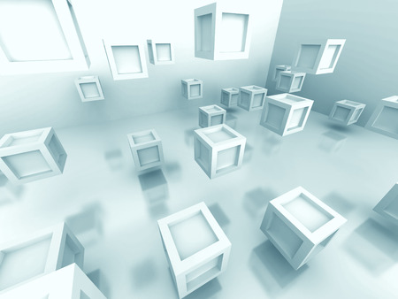 Abstract White Cube Blocks Background. 3d Render Illustration
