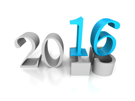 New Year Numbers 2016 Push Down 2015 Old Text. 3d Render Illustration