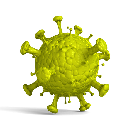 Abstract Green Virus Cell On White Background. 3d Render Illustrationの写真素材