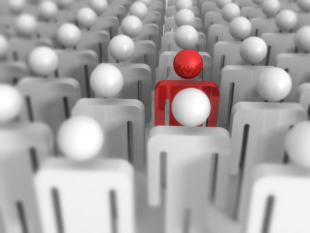 Different 3d Man Icon Out From Crowd. Leadership Concept 3d Render Illustrationの写真素材