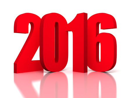 New Year 2016 Red Symbol. 3d Render Illustration