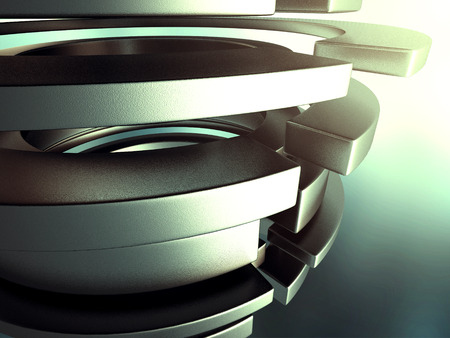 Futuristic metallic abstract shiny background. 3d render illustrationの写真素材