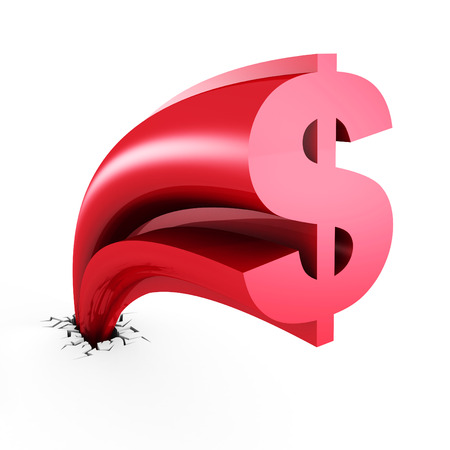 Growing Dollar Currency Symbol Out From Crack Hole. 3d Render Illustrationの写真素材