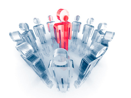 leadership concept with red big human icon figure. 3d render illustrationの写真素材