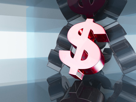 Big Dollar Currency Symbol On Glass Background. Financial Concept 3d Render Illustrationの写真素材