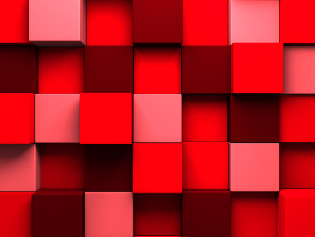 Red Wall Cube Blocks Background. 3d Render Illustrationの写真素材