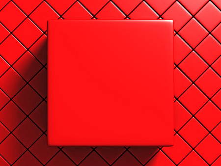 Red Wall Cube Blocks Background. 3d Render Illustrationの写真素材
