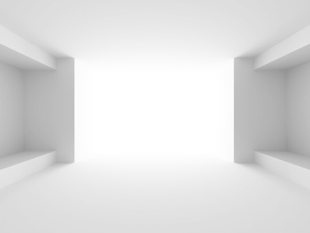 Abstract White Architecture Futuristic Background. 3d Render Illustrationの写真素材