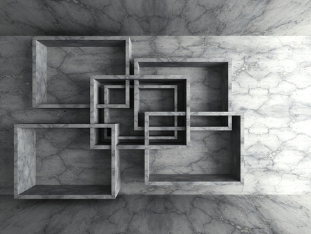 Geometric architecture concrete wall design background. 3d render illustrationの写真素材