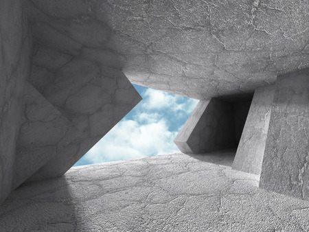 Dark concrete archiecture abstract background. 3d render illustrationの写真素材