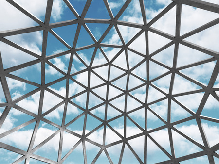 Concrete architecture background. Abstract Building modern design. Cloudy sky. 3d render...