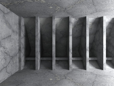 Abstract concrete geometric modern architecture background. Empty urban room interior. 3d render illustrationの写真素材