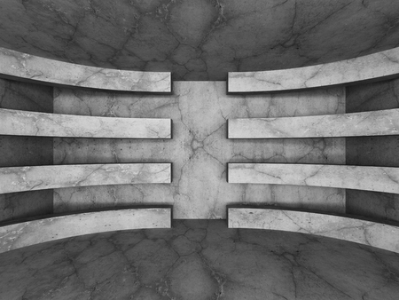 Concrete dark empty room interior. Geometric minimalistic architecture background. 3d render illustrationの写真素材