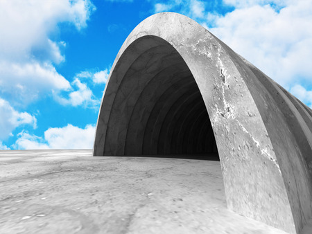 Concrete architecture background. Abstract Building modern design. Cloudy sky. 3d render illustrationの写真素材