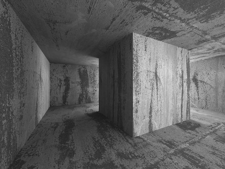 Dark empty room. Concrete rusty walls. Architecture grunge background. 3d render illustrationの写真素材