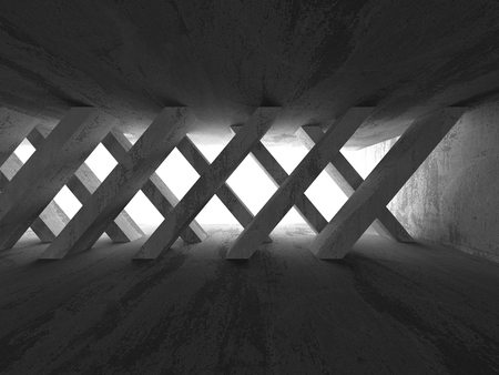 Concrete dark empty room interior. Geometric minimalistic architecture background. 3d render illustrationの写真素材