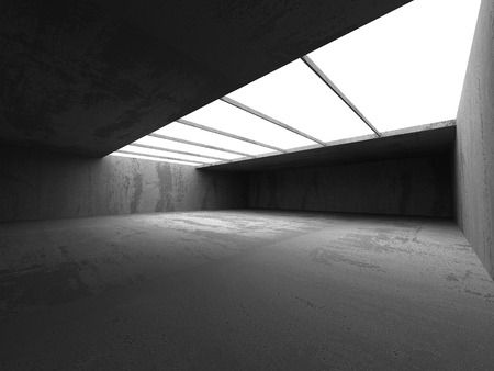 Abstract Concrete Architecture Background. Empty Dark Room. 3d Render Illustrationの写真素材