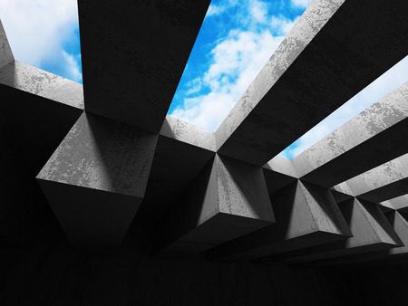 Abstract concrete architecture construction empty room interior background. 3d render illustrationの写真素材