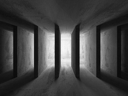 Dark empty concrete walls room interior background. Abstract architecture. 3d render illusrtrationの写真素材