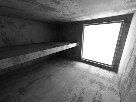 Empty concrete room geometric interior. Architecture background. 3d render illustrationの写真素材
