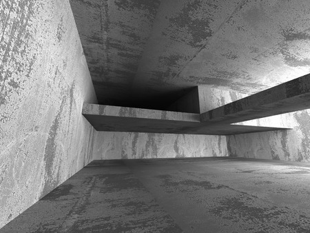 Dark concrete empty room interior. Modern urban architecture background. 3d render illustrationの写真素材