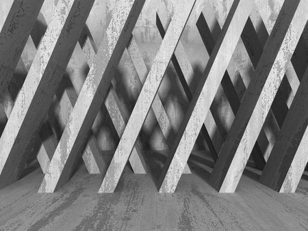 Concrete geometric architecture. Abstract modern urban construction. 3d render illustrationの写真素材