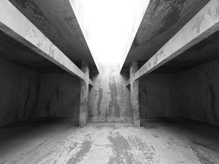 Concrete basement empty room with light. Architecture industrial background. 3d render illustrationの写真素材