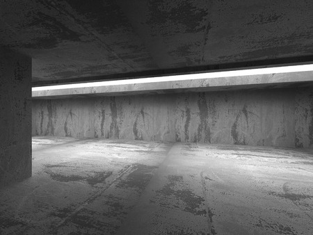Dark concrete urban room interior. Architecture modern background. 3d render illustrationの写真素材