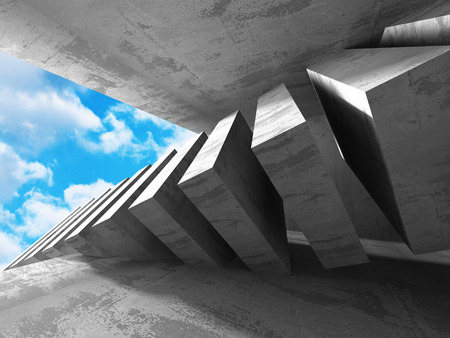 Architecture Concrete Geometric Abstract Background. 3d Render Illustrationの写真素材