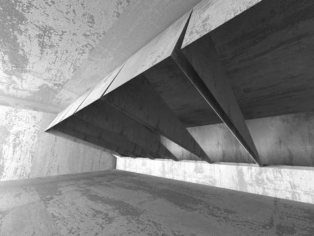 Abstract concrete architecture on cloudy sky background. 3d render illustrationの写真素材