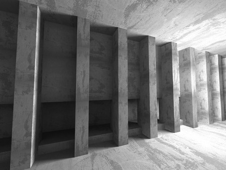 Empty Concrete Room Interior. Abstract Architecture Background. 3d Render Illustrationの写真素材