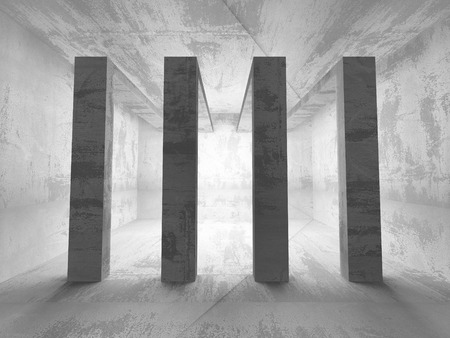 Abstract Empty Concrete Wall Room Interior Background. 3d Render Illustrationの写真素材