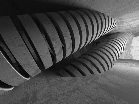 Dark concrete empty room urban interior background. 3d render illustrationの写真素材