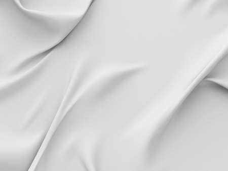 Rippled silk fabric cloth white background. 3d render illustrationの写真素材