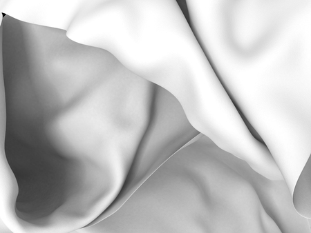 Abstract soft white satin fabric background. 3d render illustrationの写真素材