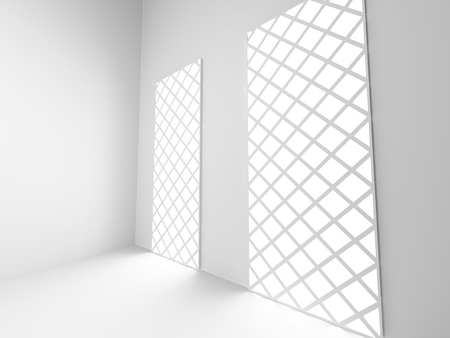 Empty Modern Room Interior With Light. White Architecture Background. 3d Render Illustration