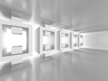 Abstract White Architecture Geometric Background. 3d render illustrationの写真素材