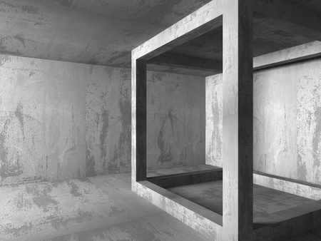 Dark basement empty room interior. Concrete walls. Architecture background. 3d render illustrationの写真素材