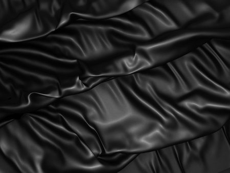 Abstract Black Silk Satin Cloth Background. 3d Render Illustrationの写真素材