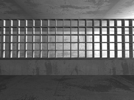 Dark empty room. Abstract geometric concrete architecture background. 3d render illustrationの写真素材