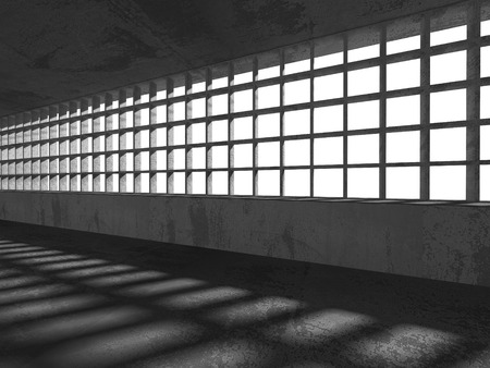 Dark empty room. Concrete rusty walls. Architecture grunge background. 3d render illustrationの写真素材